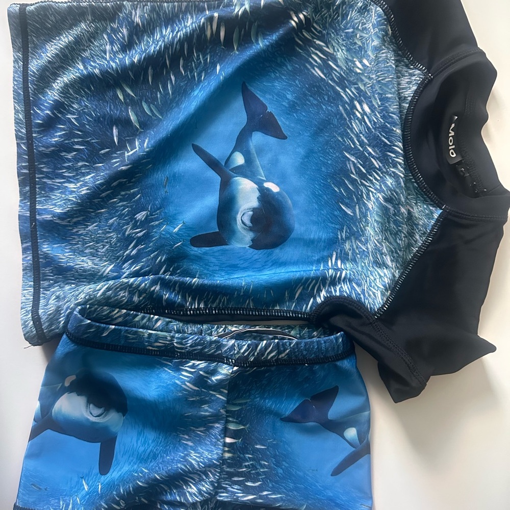 Molo Kids Swim Rashguard - UV protection Blue Ocean Orca - Picture 2 of 14